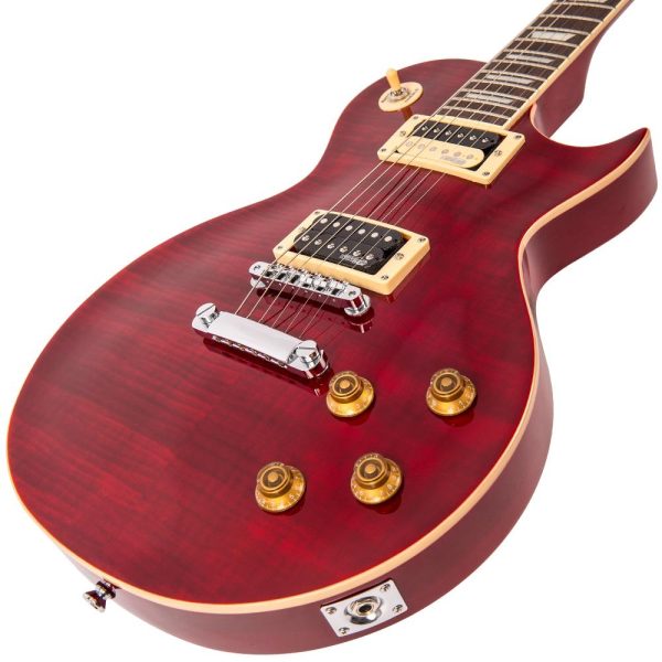 Vintage Reissue V100 Les Paul Style Electric Guitar - Trans Wine Red Online Sale