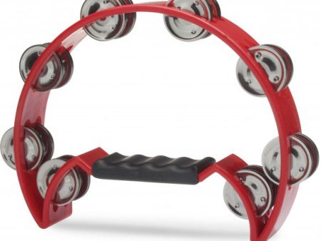 Stagg TAB2RD Half Moon Tambourine, 16 Jingles in Red Supply