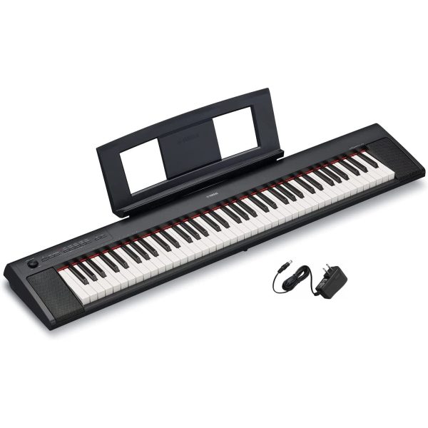 Yamaha NP32 76-Key Lightweight Portable Keyboard in Black with Power Supply For Cheap