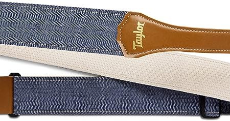 Taylor Vegan Guitar Strap - Herringbone Hemp Cotton - Blue For Sale