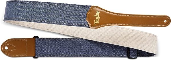 Taylor Vegan Guitar Strap - Herringbone Hemp Cotton - Blue For Sale